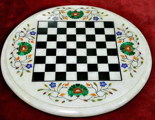 Gioco scacchi marmo rotondo - marmo,